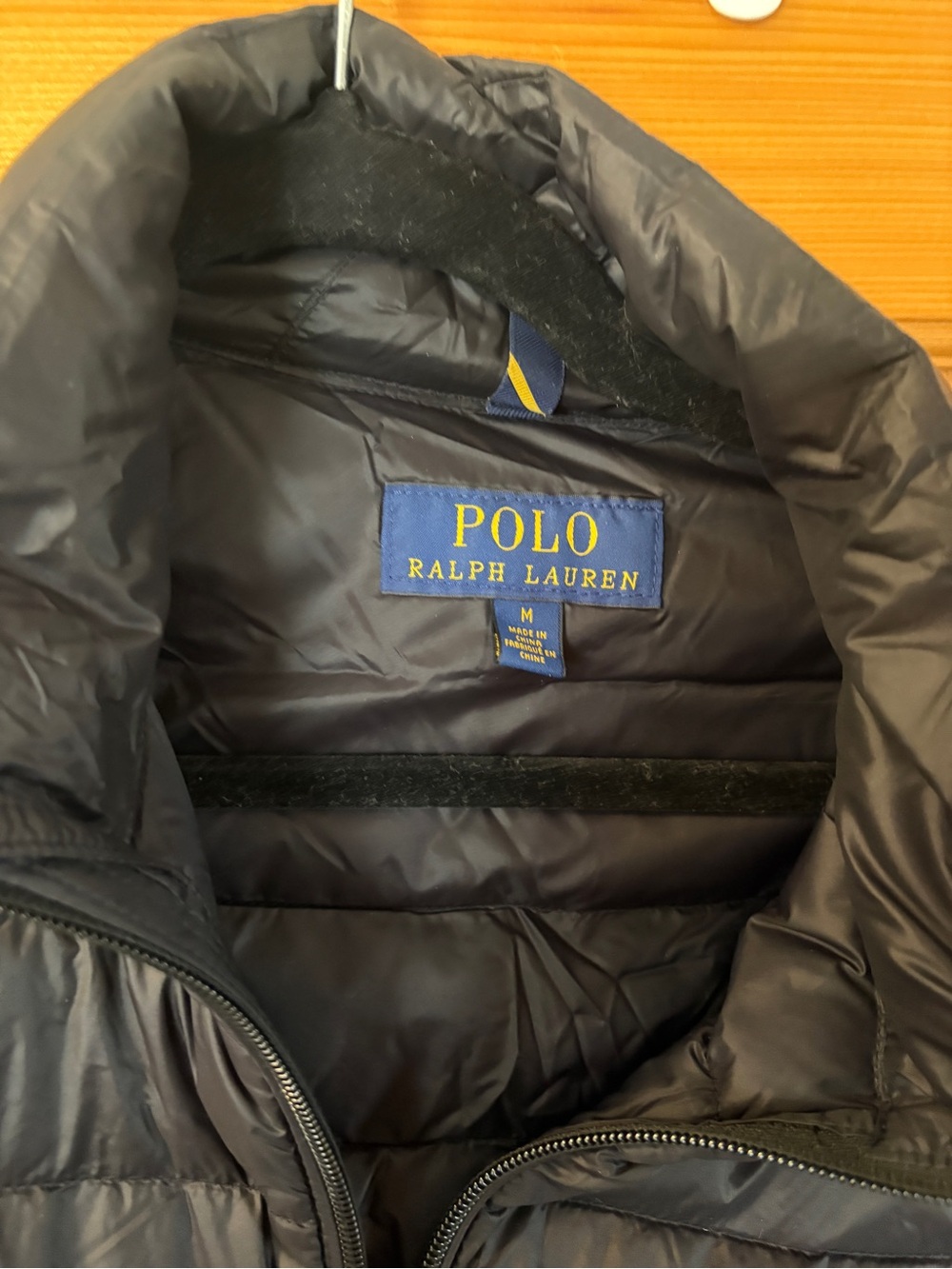 Polo by Ralph Lauren Navy Quilted Puffer Vest with Yellow Logo Tag - Picture 3 of 3